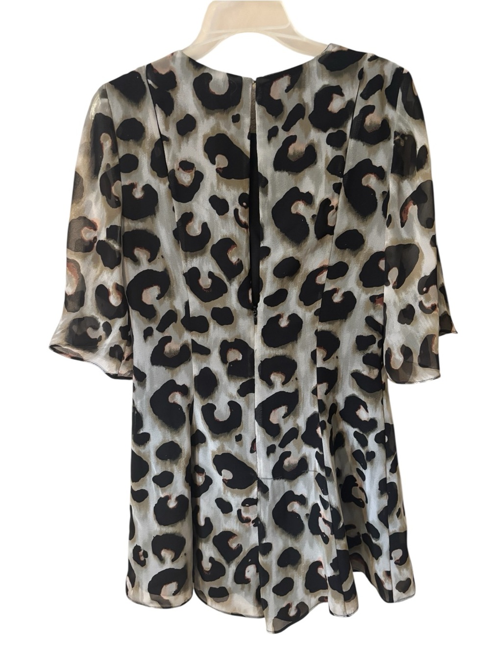 BCBGeneration Romper Size 8 Leopard Print Black, Cream, Brown Open Slits Flowy - Picture 3 of 16